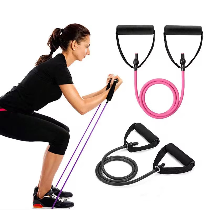 5-Level Resistance Hot Yoga Pull Rope Bands with Handles for Elastic Sports Bodybuilding and Home Gym Muscle Training