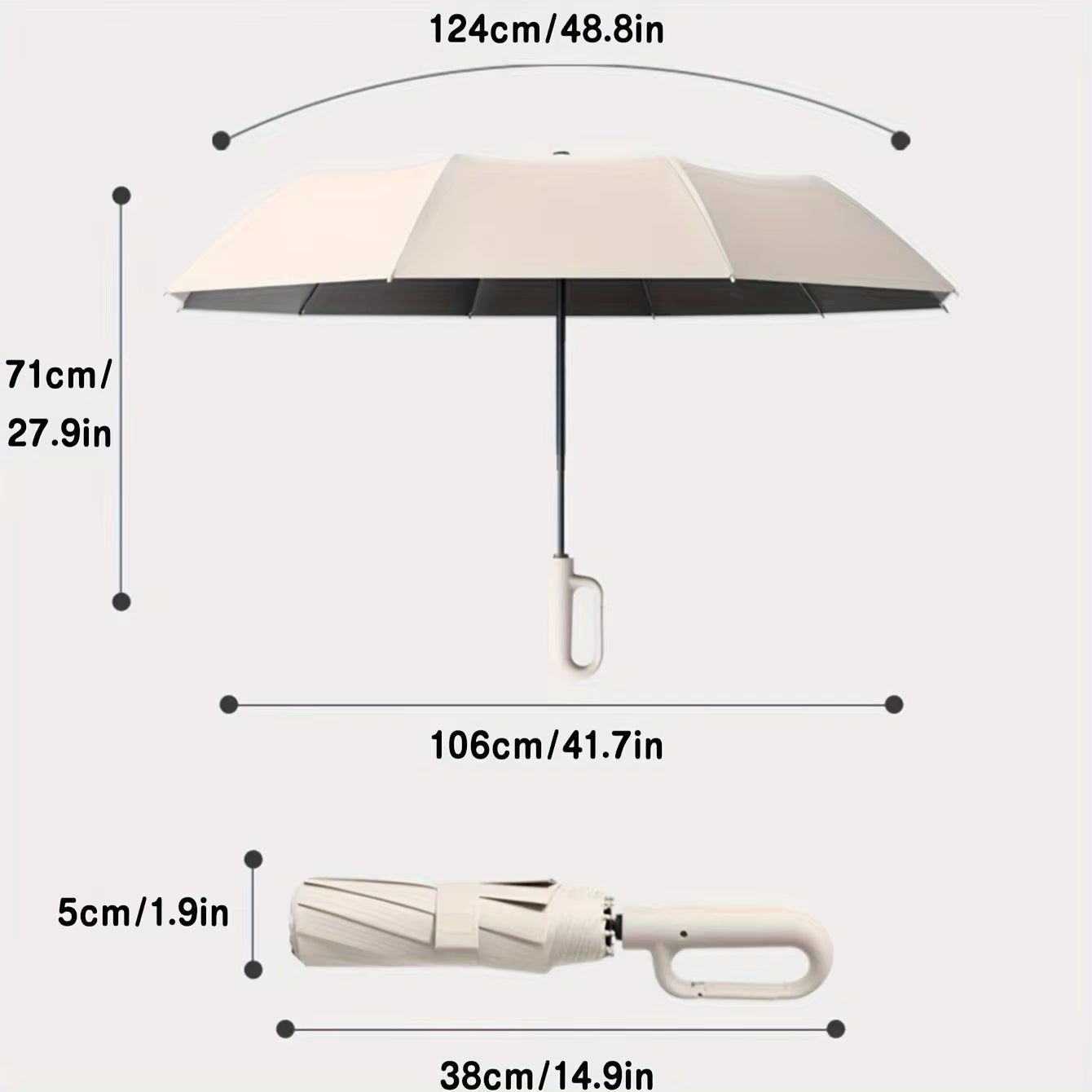 Reinforced 105CM Automatic Folding Umbrella with 30 Bones for Men - Windproof and Water-Resistant with Large Buckle Handle