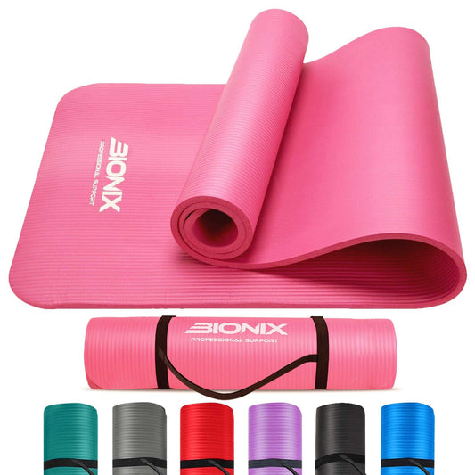 Premium 183x60cm Non-Slip Yoga Mat - 10mm Thick NBR with Carry Strap for Fitness and Pilates