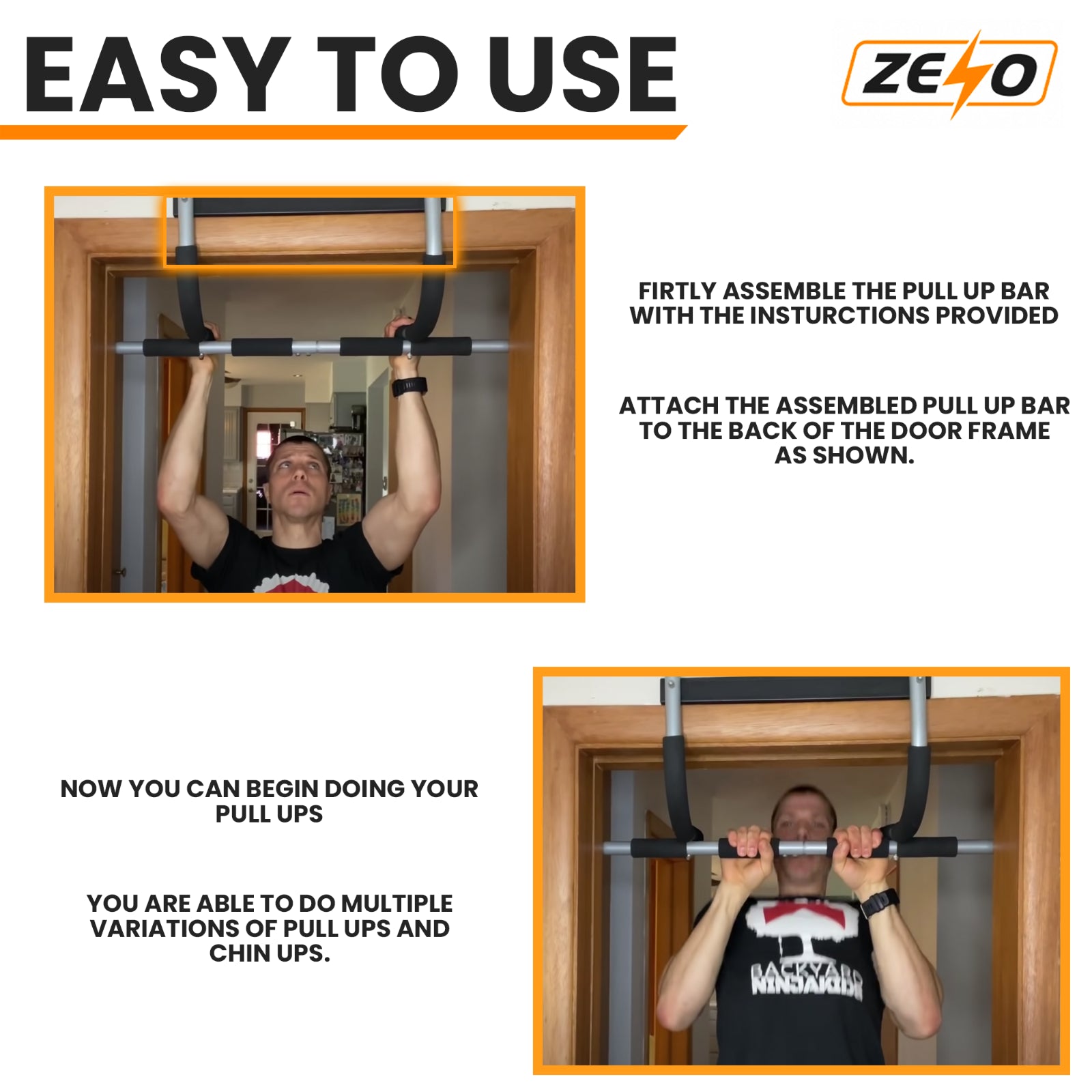 Professional Fitness Door Bar for Chin-Ups, Pull-Ups, Dips, and Sit-Ups