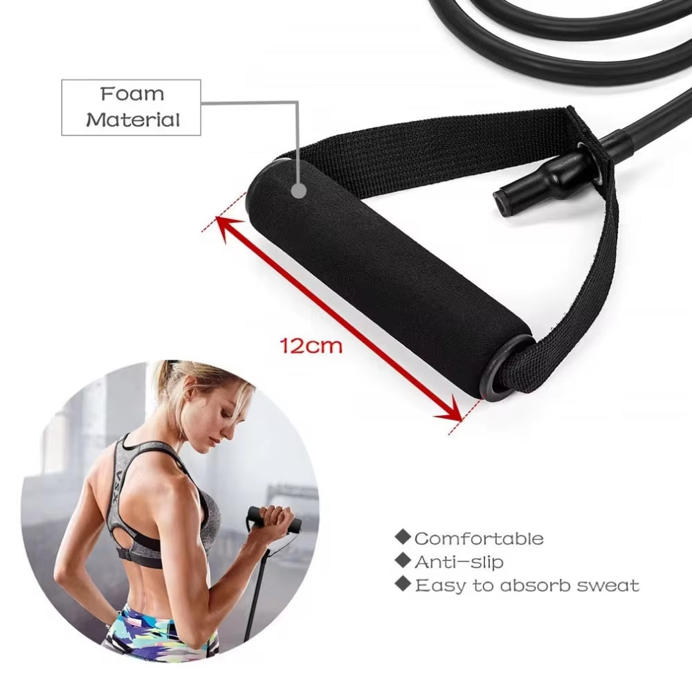 5-Level Resistance Hot Yoga Pull Rope Bands with Handles for Elastic Sports Bodybuilding and Home Gym Muscle Training