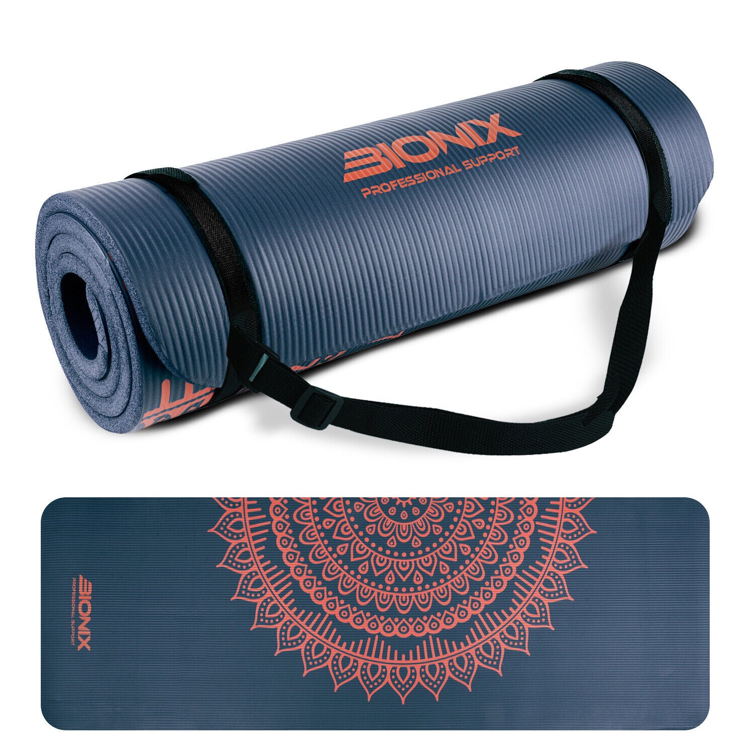 Premium 183x60cm Non-Slip Yoga Mat - 10mm Thick NBR with Carry Strap for Fitness and Pilates