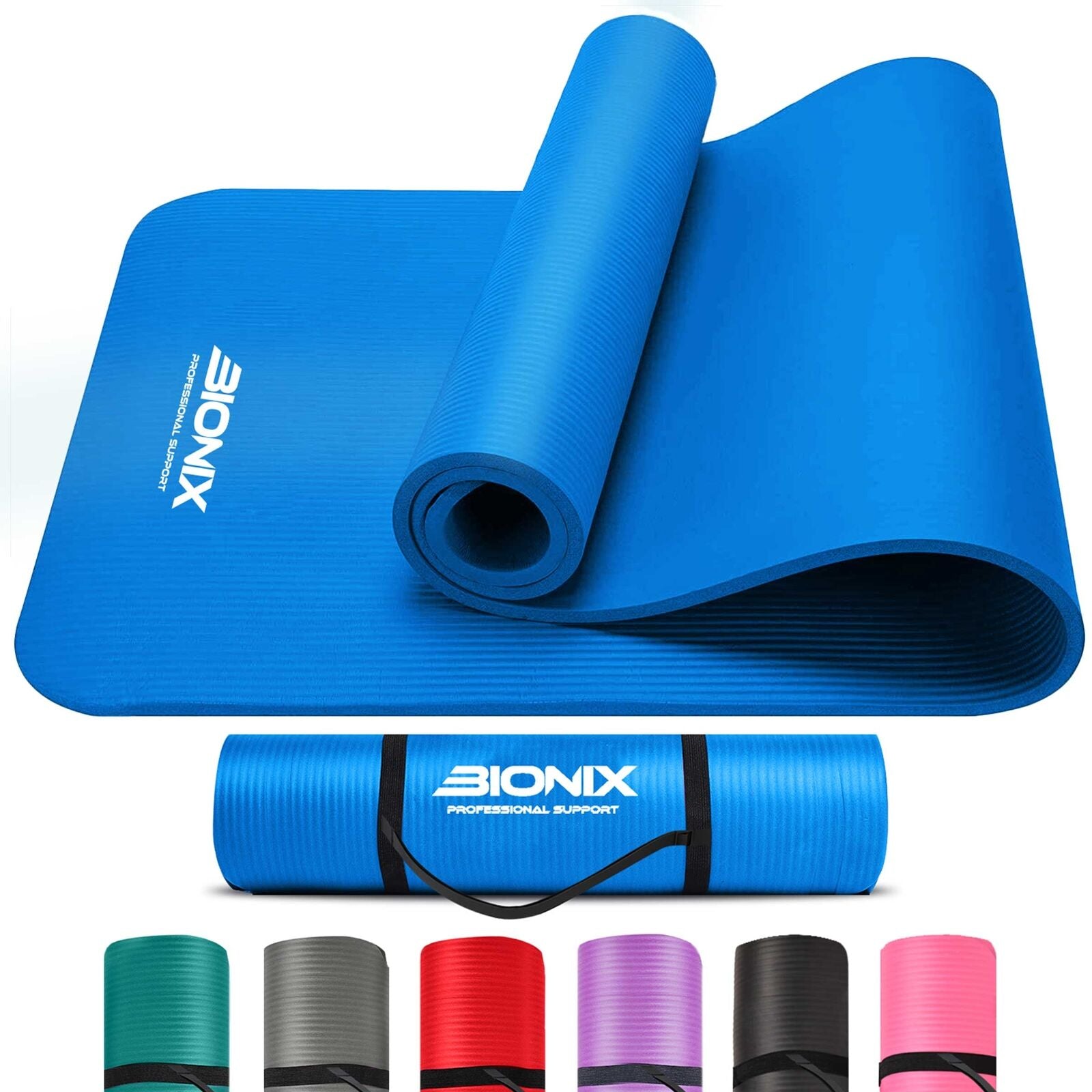 Premium 183x60cm Non-Slip Yoga Mat - 10mm Thick NBR with Carry Strap for Fitness and Pilates