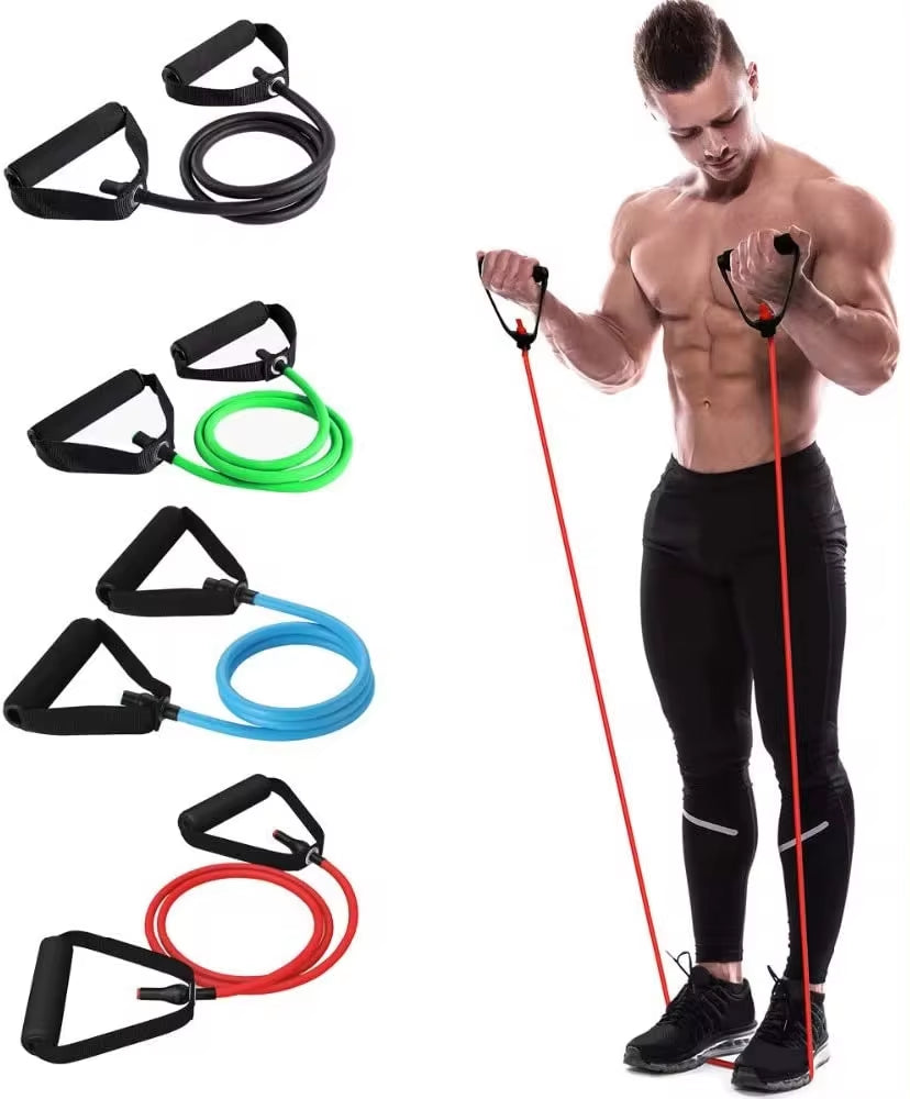 5-Level Resistance Hot Yoga Pull Rope Bands with Handles for Elastic Sports Bodybuilding and Home Gym Muscle Training