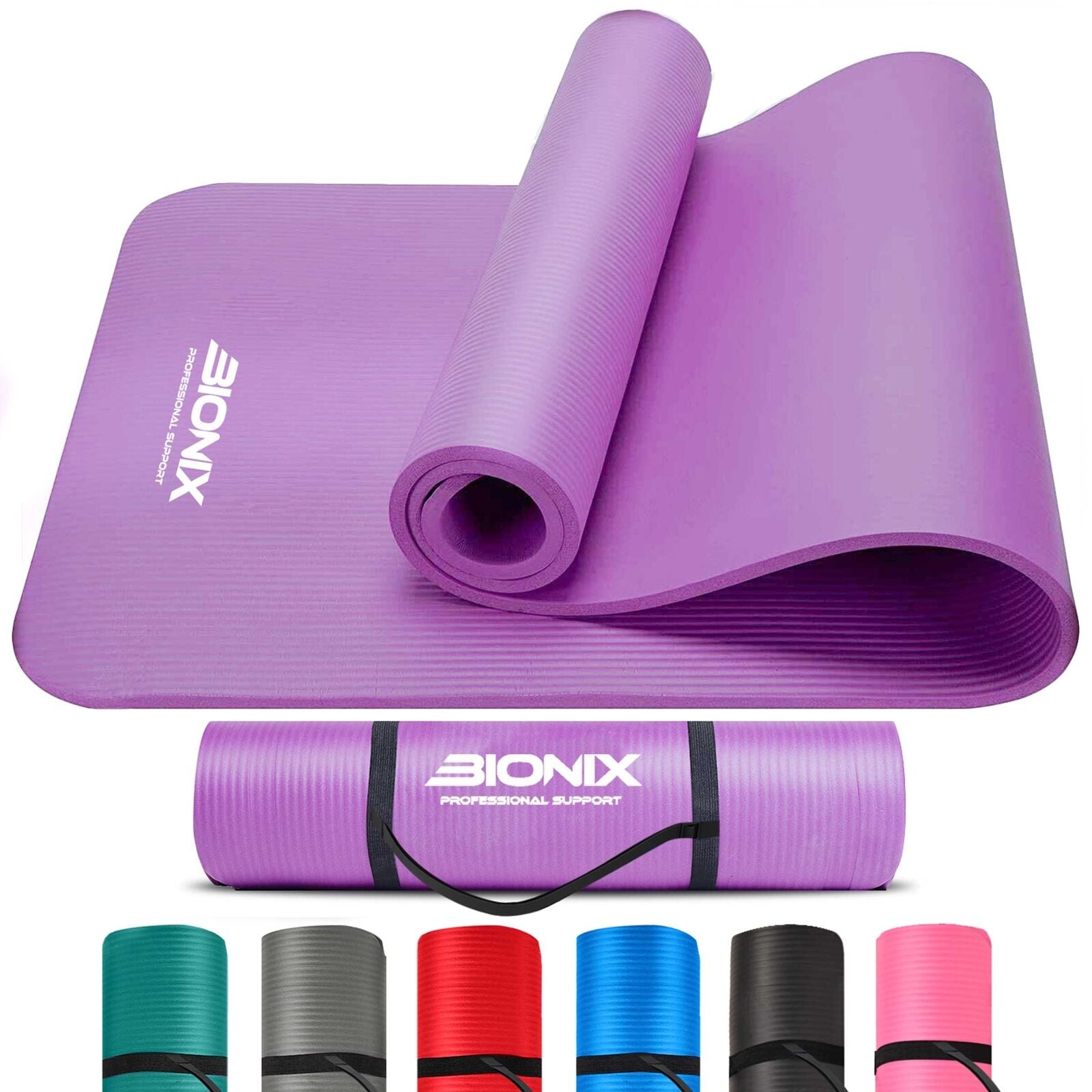 Premium 183x60cm Non-Slip Yoga Mat - 10mm Thick NBR with Carry Strap for Fitness and Pilates