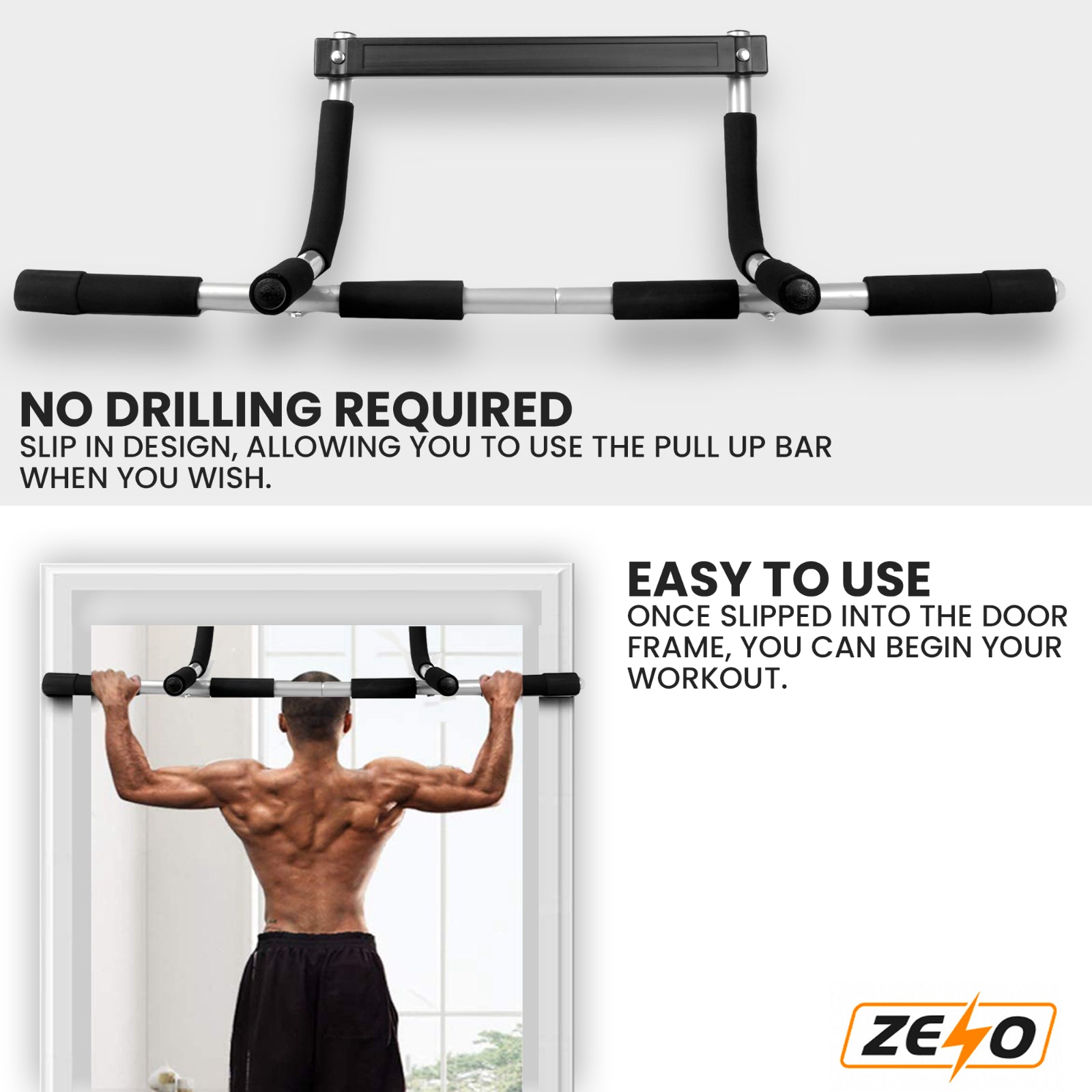 Professional Fitness Door Bar for Chin-Ups, Pull-Ups, Dips, and Sit-Ups