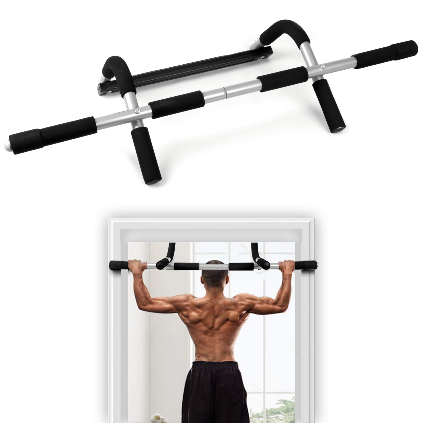 Professional Fitness Door Bar for Chin-Ups, Pull-Ups, Dips, and Sit-Ups